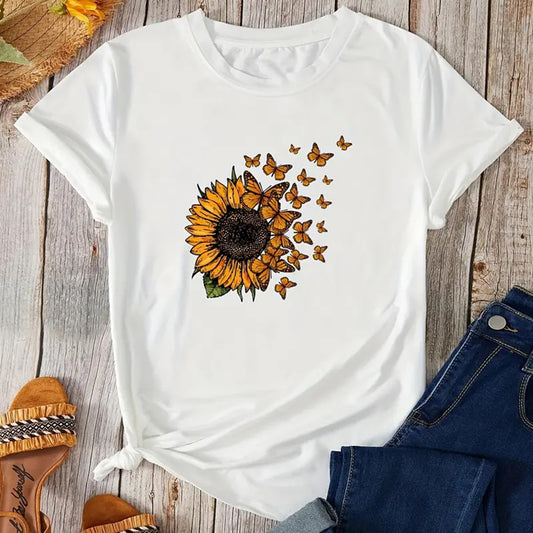 Sunflower Print short Sleeve T-Shirt